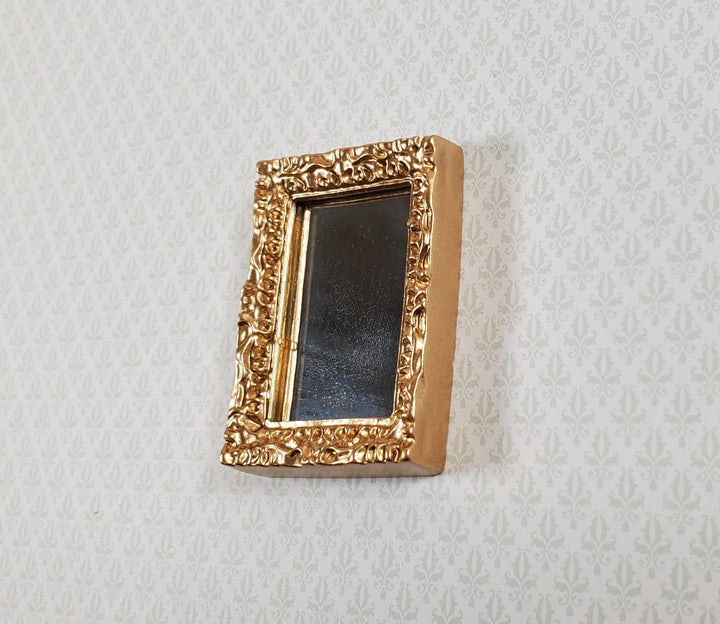 Dollhouse Small Mirror with Fancy Gold Frame 1:12 Scale Miniature Accessory - Miniature Crush