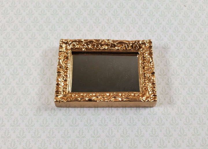 Dollhouse Small Mirror with Fancy Gold Frame 1:12 Scale Miniature Accessory - Miniature Crush