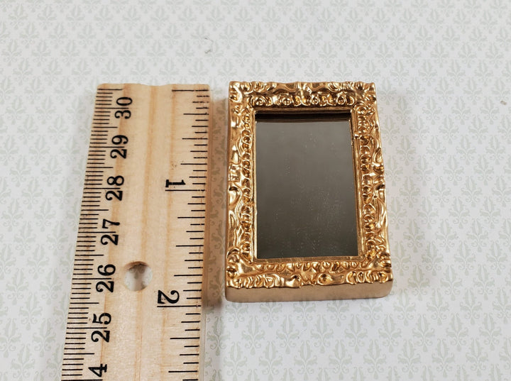 Dollhouse Small Mirror with Fancy Gold Frame 1:12 Scale Miniature Accessory - Miniature Crush