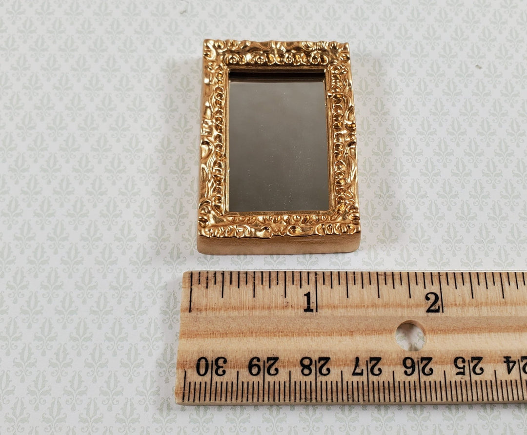 Dollhouse Small Mirror with Fancy Gold Frame 1:12 Scale Miniature Accessory - Miniature Crush