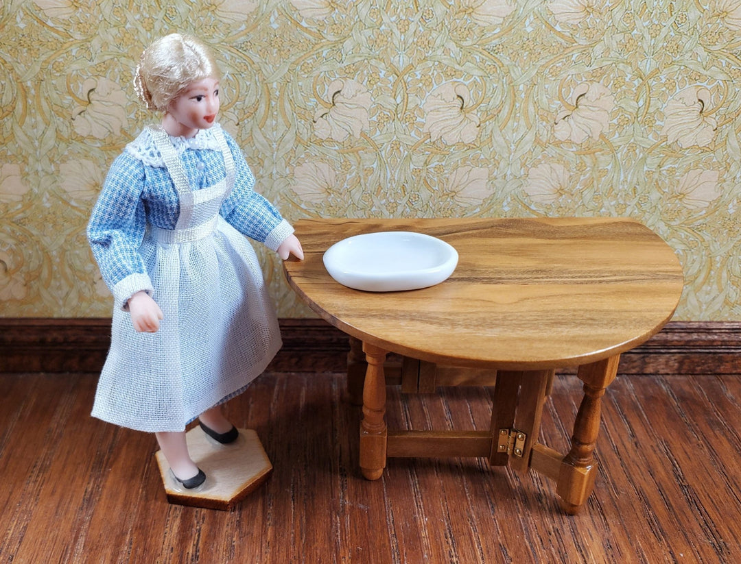 Dollhouse Small Oval White Ceramic Platter 1:24 Scale Miniature - MiniatureCrush