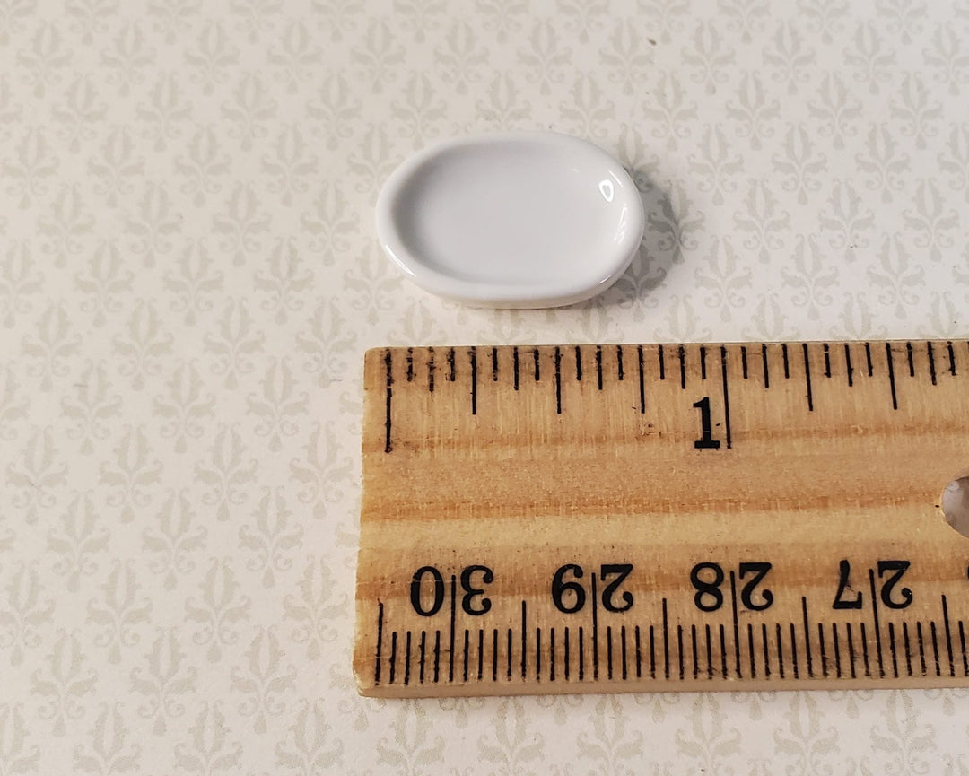 Dollhouse Small Oval White Ceramic Platter 1:24 Scale Miniature - MiniatureCrush