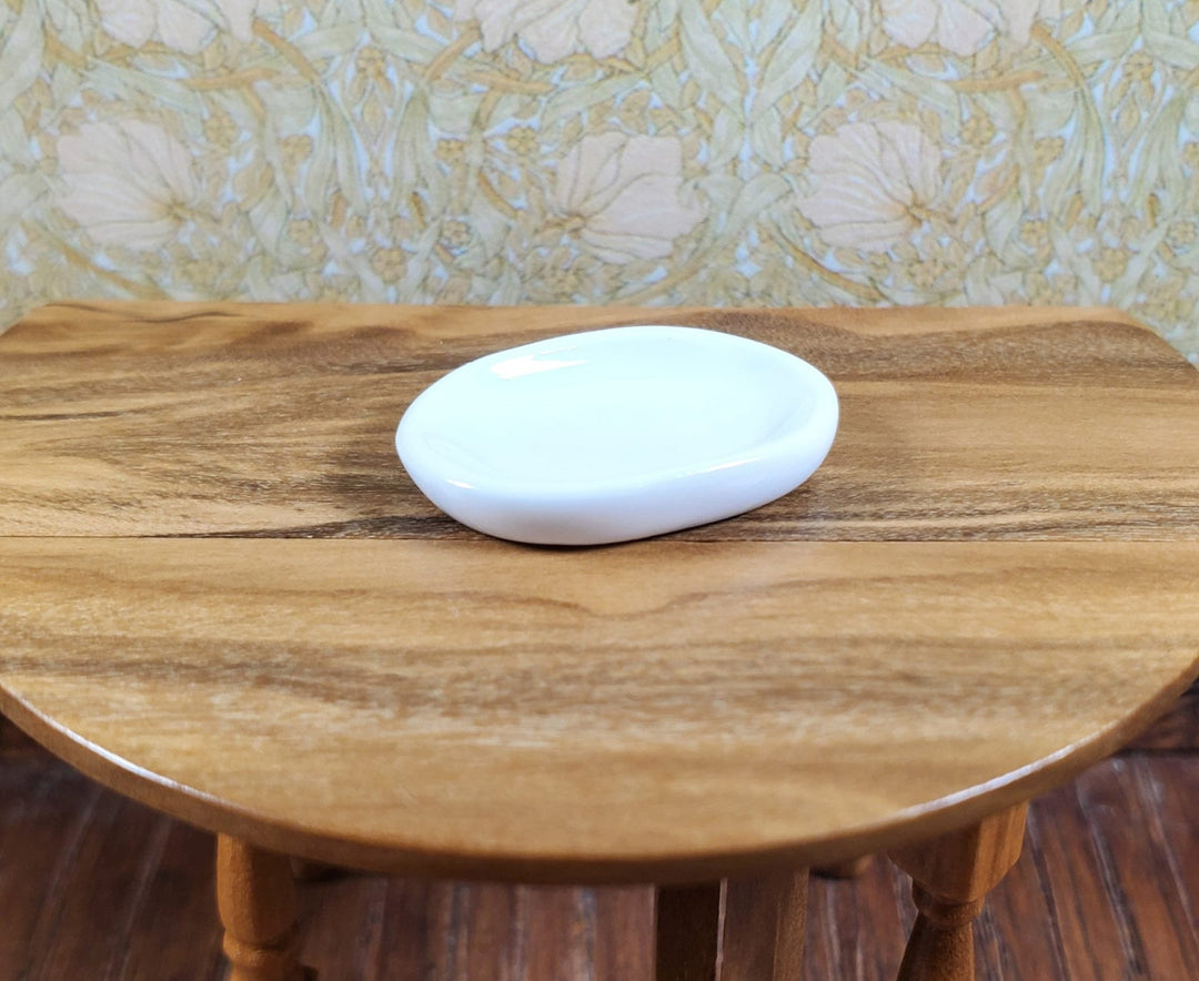 Dollhouse Small Oval White Ceramic Platter 1:24 Scale Miniature - MiniatureCrush
