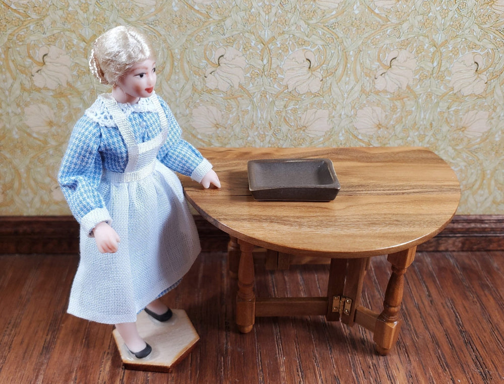 Dollhouse Small Rectangular Brown Ceramic Serving Dish 1:24 Scale Miniature - MiniatureCrush