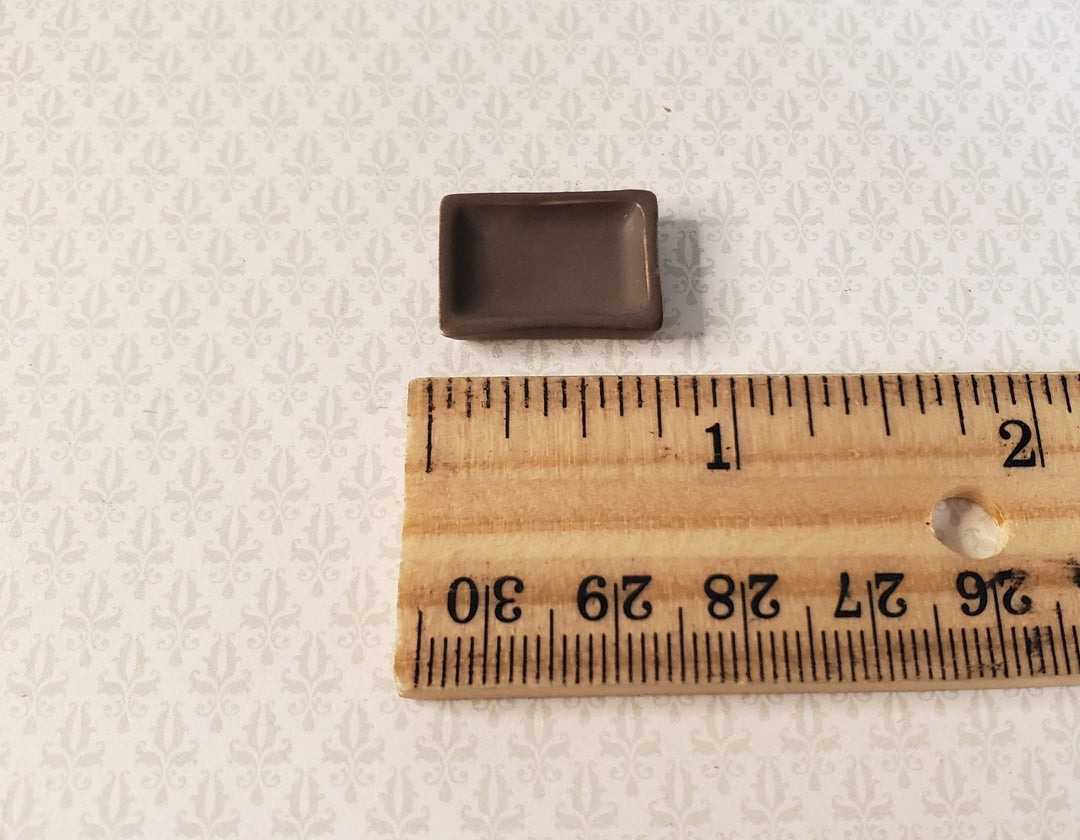 Dollhouse Small Rectangular Brown Ceramic Serving Dish 1:24 Scale Miniature - MiniatureCrush