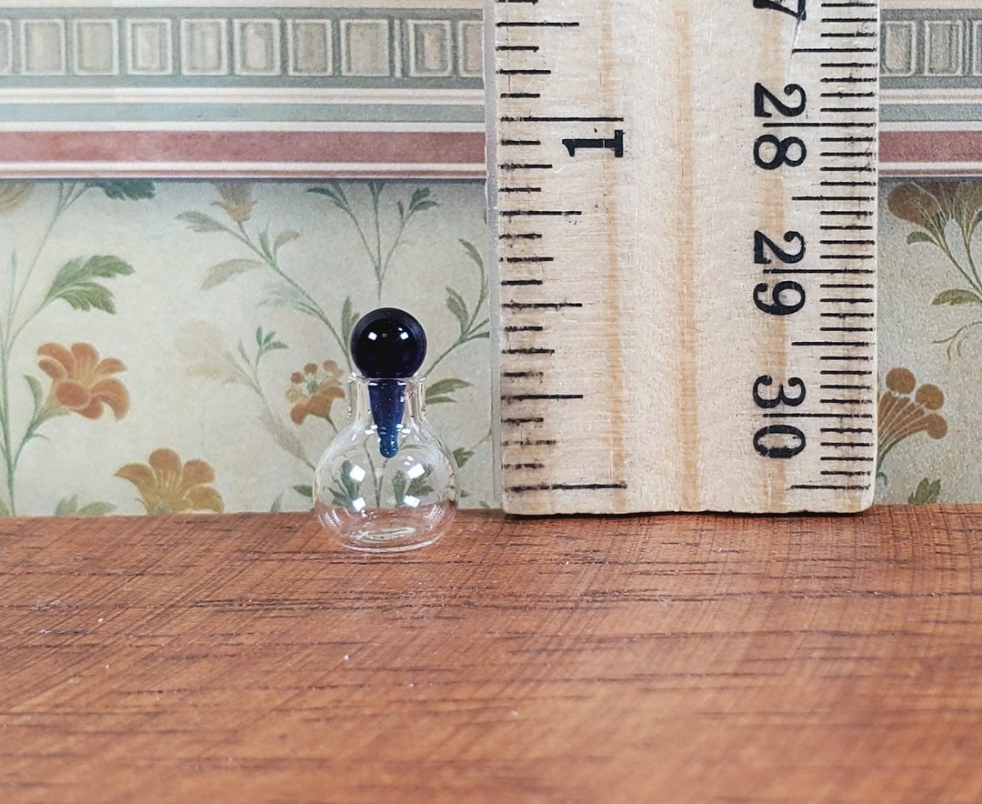 Dollhouse Small Round Bottom Jar with Cobalt Blue Stopper 1:12 Scale Miniature - MiniatureCrush
