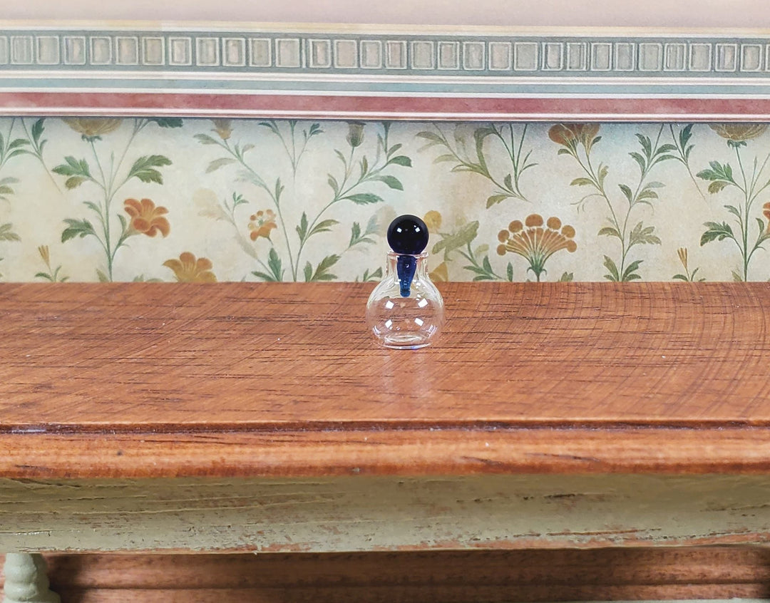 Dollhouse Small Round Bottom Jar with Cobalt Blue Stopper 1:12 Scale Miniature - MiniatureCrush