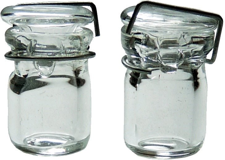 Dollhouse Small Round Canning Jars Set of 2 1:12 Scale Miniature - MiniatureCrush