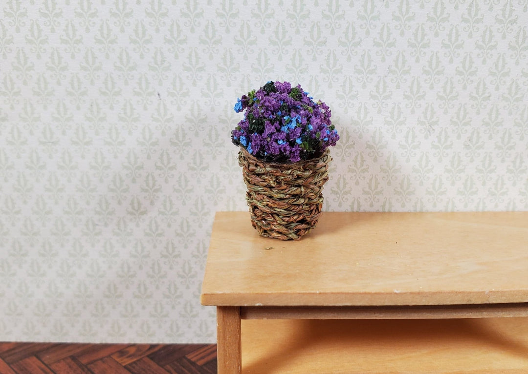 Dollhouse Small Round Natural Fiber Basket 1:12 Scale Miniature - MiniatureCrush