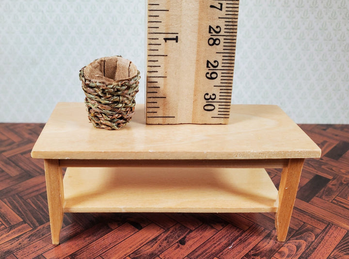 Dollhouse Small Round Natural Fiber Basket 1:12 Scale Miniature - MiniatureCrush