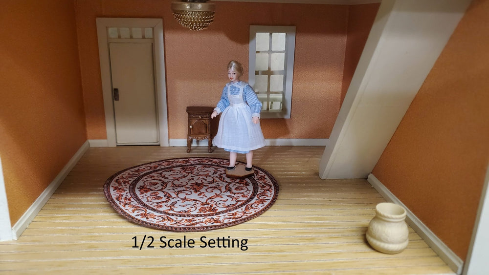 Dollhouse Small Round Rug Fabric Floral Use in 1:12 or 1:24 Scales 4.25" Across - MiniatureCrush