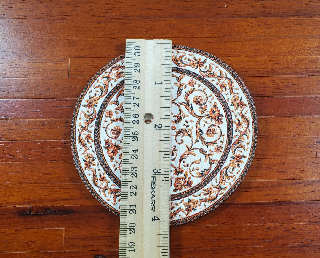 Dollhouse Small Round Rug Fabric Floral Use in 1:12 or 1:24 Scales 4.25" Across - MiniatureCrush