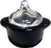 Dollhouse Small Stock Soup or Bean Pot with Lid Black Ceramic 1:12 Scale