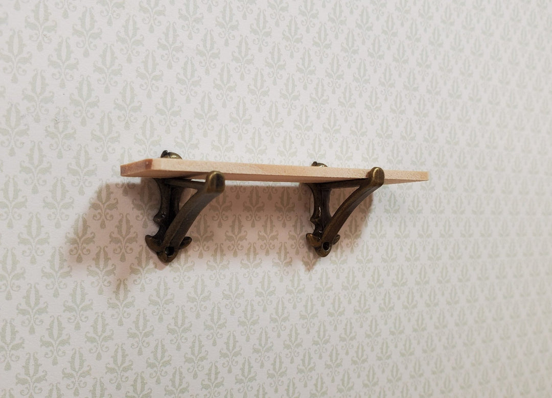 Dollhouse Small Wall Shelf with 2 Metal Brackets 1:12 Scale Miniature - MiniatureCrush