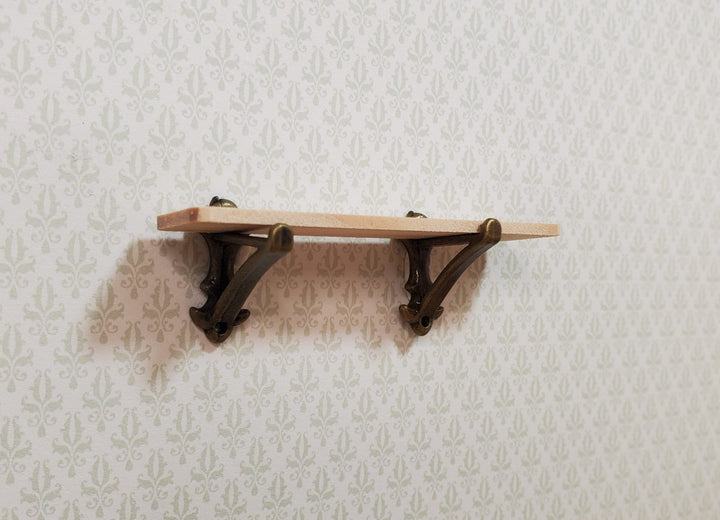 Dollhouse Small Wall Shelf with 2 Metal Brackets 1:12 Scale Miniature - MiniatureCrush