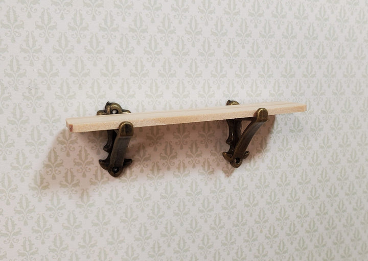 Dollhouse Small Wall Shelf with 2 Metal Brackets 1:12 Scale Miniature - MiniatureCrush