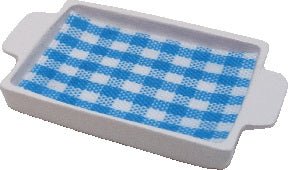 Dollhouse Small White Tray with Blue Check Lining 1:12 Scale Miniature Accessory - MiniatureCrush