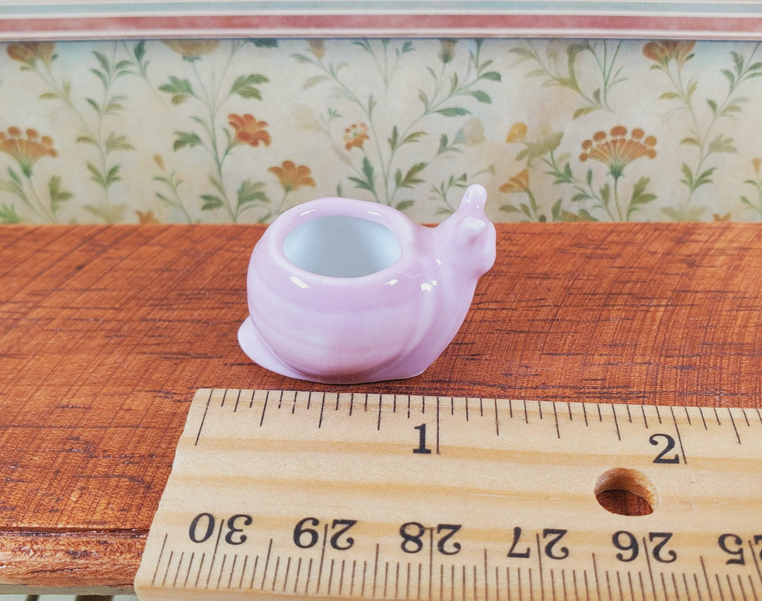 Dollhouse Snail Planter Pink Ceramic 1:12 Scale Miniature Garden Pot for Plants - MiniatureCrush