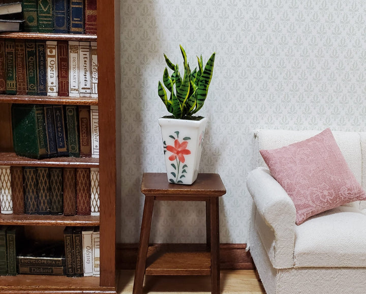 Dollhouse Snake Plant in a Large White Square Planter Pot 1:12 Scale Miniature - MiniatureCrush