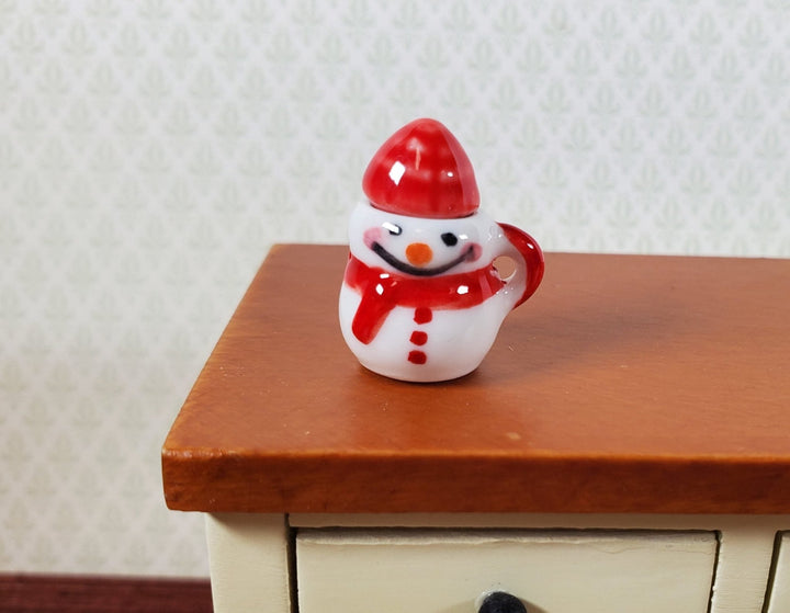 Dollhouse Snowman Mug Coffee Cup with Hat LARGE Miniature Ceramic Christmas - Miniature Crush