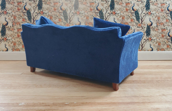 Dollhouse Sofa Couch Royal Blue Modern Style 1:12 Scale Miniature Furniture - MiniatureCrush
