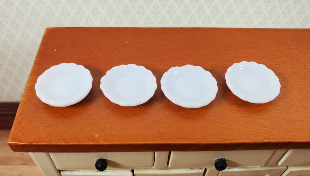 Dollhouse Soup Bowls Set of 4 All White Ceramic 1:12 Scale Miniature Dishes - Miniature Crush