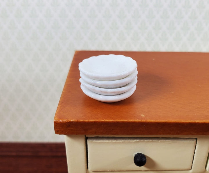 Dollhouse Soup Bowls Set of 4 All White Ceramic 1:12 Scale Miniature Dishes - Miniature Crush