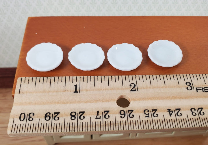 Dollhouse Soup Bowls Set of 4 All White Ceramic 1:12 Scale Miniature Dishes - Miniature Crush