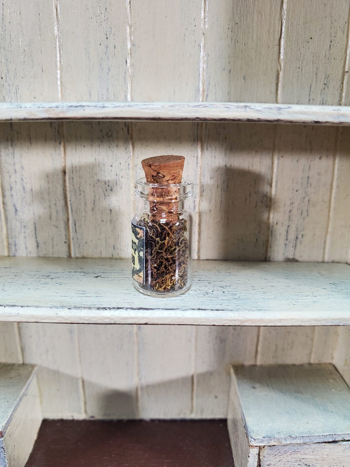 Dollhouse Spell Ingredient Swamp Moss in Glass Jar with Cork 1:12 Scale - MiniatureCrush