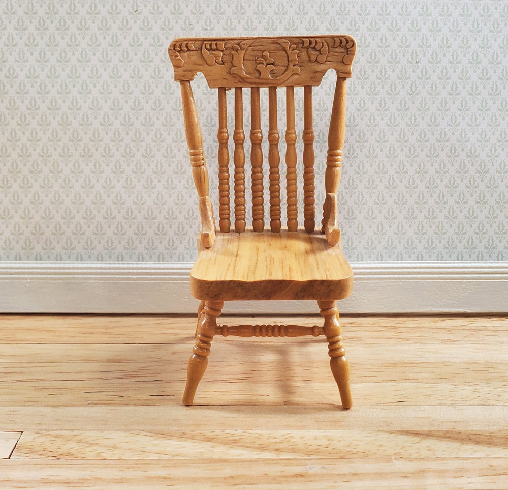 Dollhouse Spindle Back Kitchen Chair Light Oak Finish 1:12 Scale Miniature - MiniatureCrush