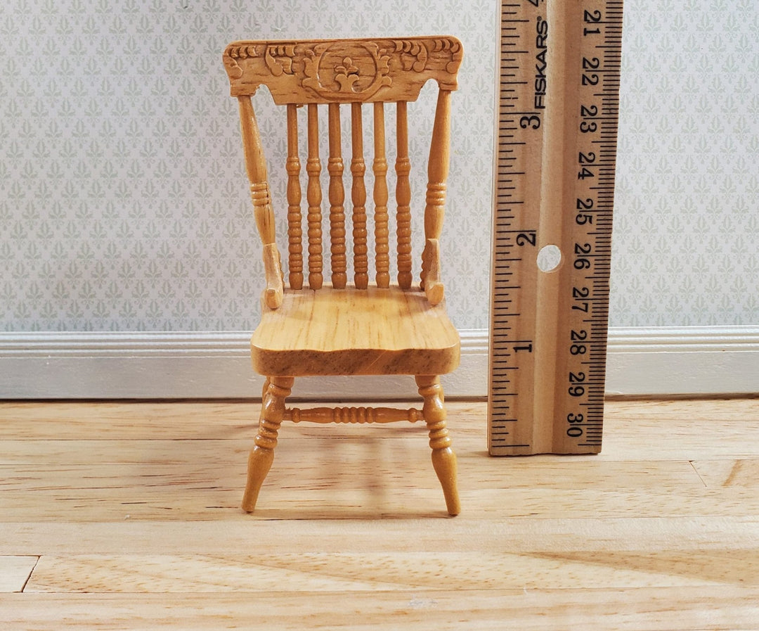 Dollhouse Spindle Back Kitchen Chair Light Oak Finish 1:12 Scale Miniature - MiniatureCrush