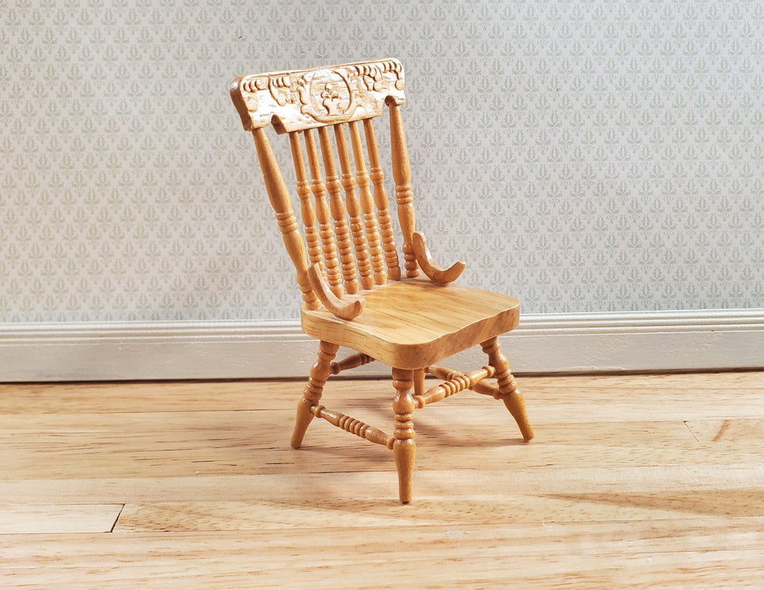 Dollhouse Spindle Back Kitchen Chair Light Oak Finish 1:12 Scale Miniature - MiniatureCrush