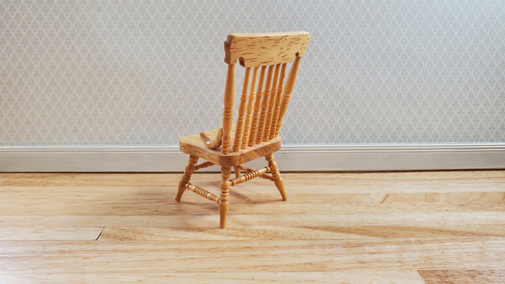 Dollhouse Spindle Back Kitchen Chair Light Oak Finish 1:12 Scale Miniature - MiniatureCrush