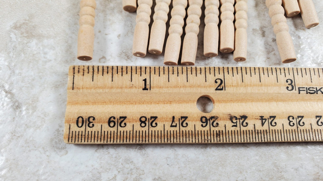 Dollhouse Spindles Balusters Wood 2 5/8" tall1:12 Scale Miniature Set of 12 - MiniatureCrush