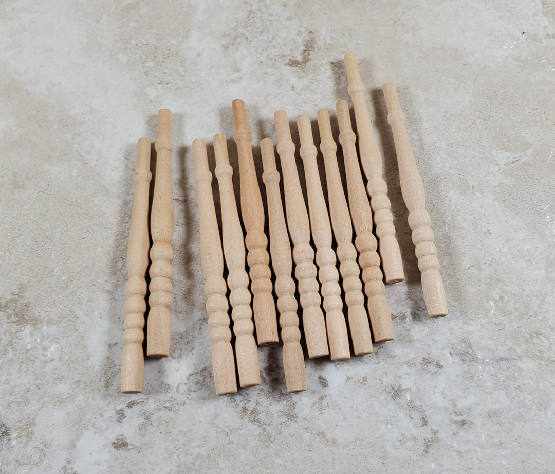 Dollhouse Spindles Balusters Wood 2 5/8" tall1:12 Scale Miniature Set of 12 - MiniatureCrush