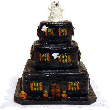 Dollhouse Spirit Mansion 3 Tier Cake 1:12 Scale Miniature Dessert Food Bakery - MiniatureCrush