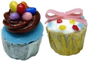Dollhouse Springtime/Easter Cupcakes Set of 2 1:12 Scale Miniature Food - MiniatureCrush