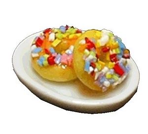 Dollhouse Sprinkled Donuts on Plate 1:12 Scale Miniature Food Dessert Bakery - MiniatureCrush