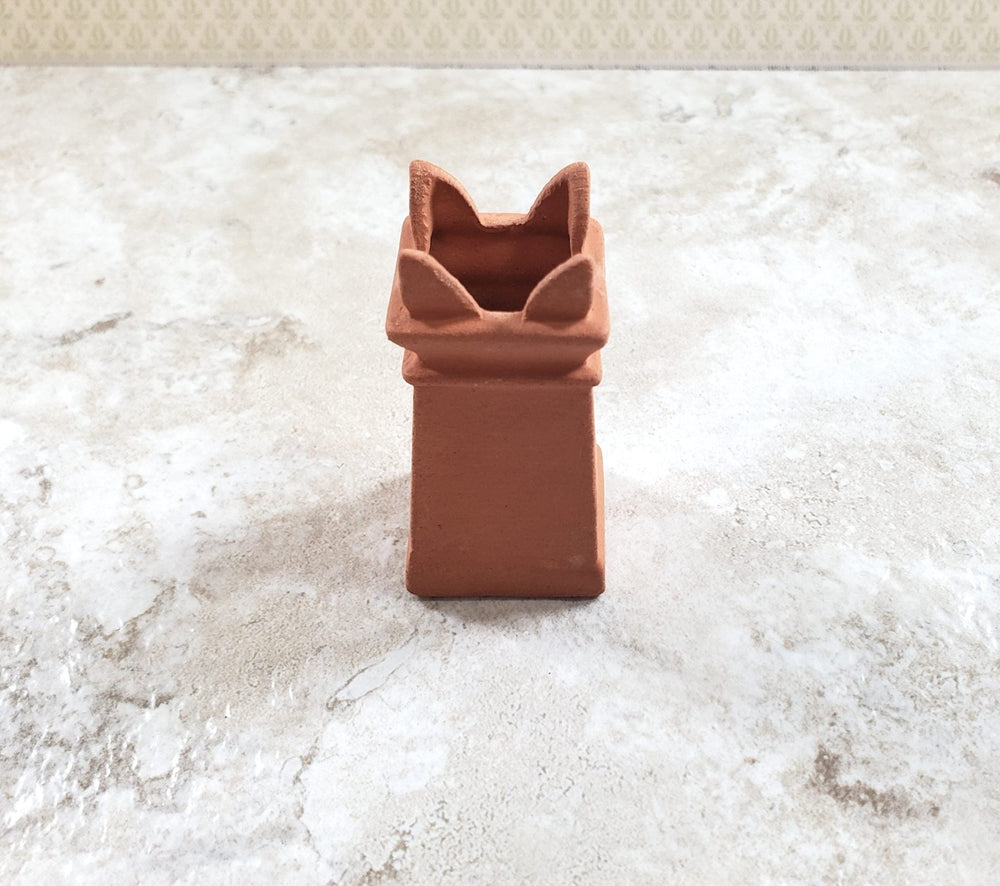 Dollhouse Square Flared Chimney Pot Smoke Stack Terra Cotta 1:12 Scale - MiniatureCrush