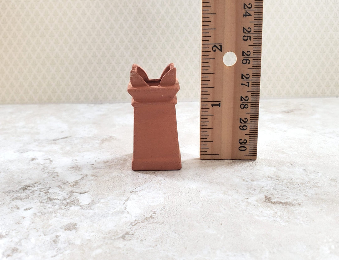 Dollhouse Square Flared Chimney Pot Smoke Stack Terra Cotta 1:12 Scale - MiniatureCrush