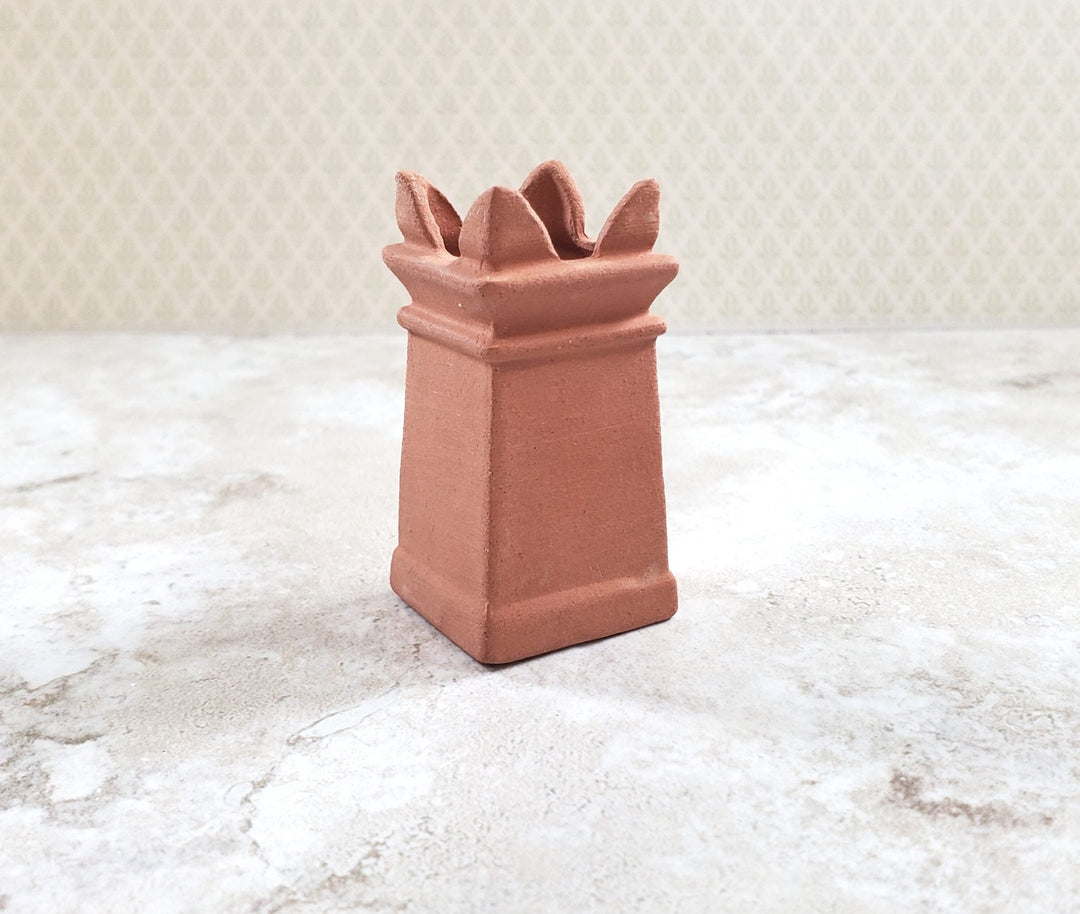 Dollhouse Square Flared Chimney Pot Smoke Stack Terra Cotta 1:12 Scale - MiniatureCrush