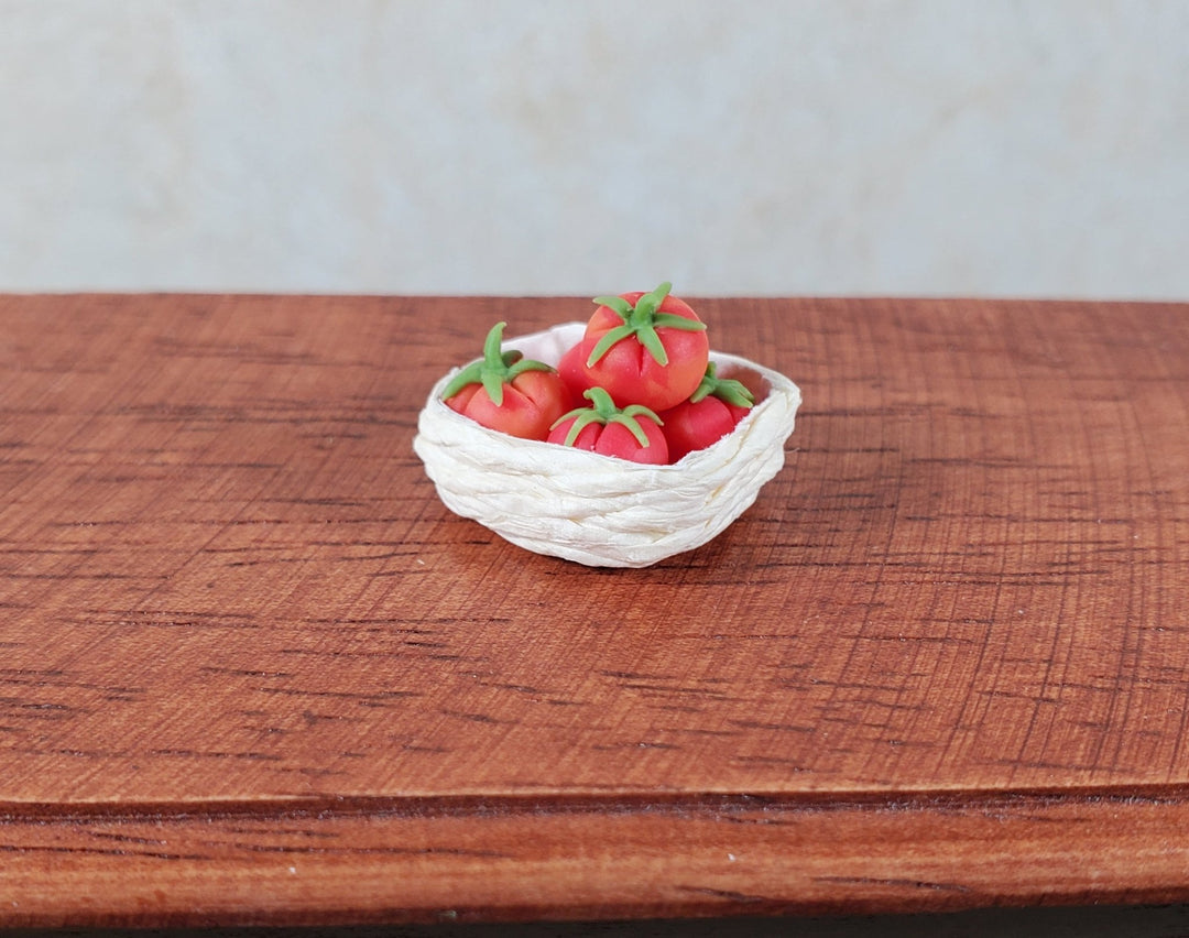 Dollhouse Square Flat Basket White 1:12 Scale Miniature - MiniatureCrush