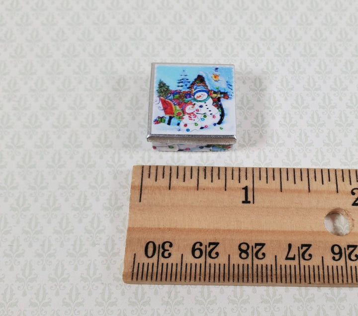 Dollhouse Square Snowman Cookie Tin Empty 1:12 Scale Miniature Christmas - MiniatureCrush