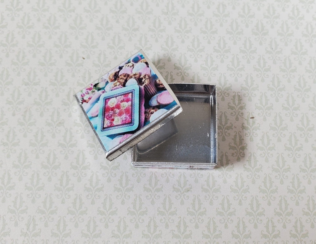 Dollhouse Square Sweets Tin Empty 1:12 Scale Miniature - MiniatureCrush