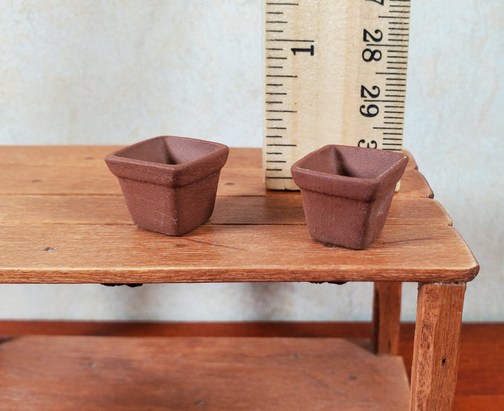 Dollhouse Square Terra Cotta Planters Set of 2 1:12 Scale Dollhouse Miniature - MiniatureCrush