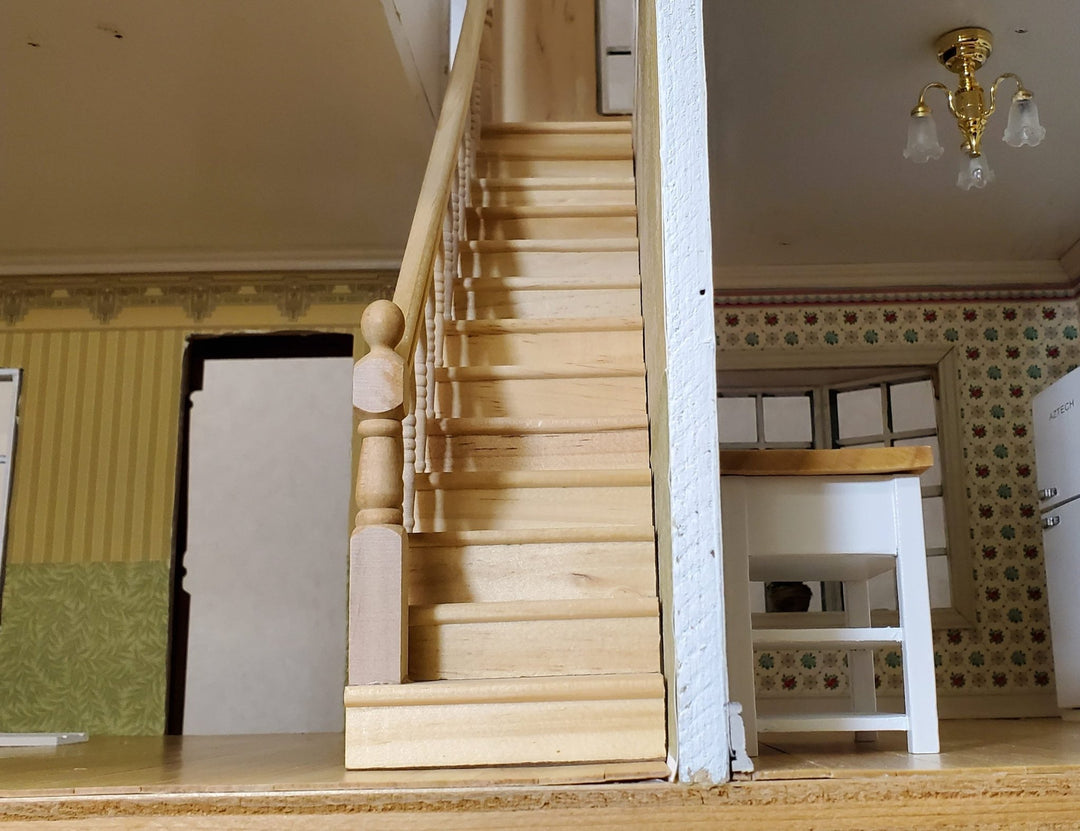 Dollhouse Stairs Staircase Assembled with Railing 1:12 Scale for 9" Ceilings - Miniature Crush