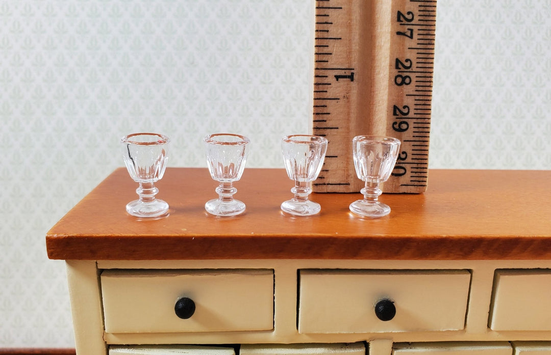 Dollhouse Stemware Glasses x4 Wine or Water Goblets Clear 1:12 Scale Miniature - MiniatureCrush