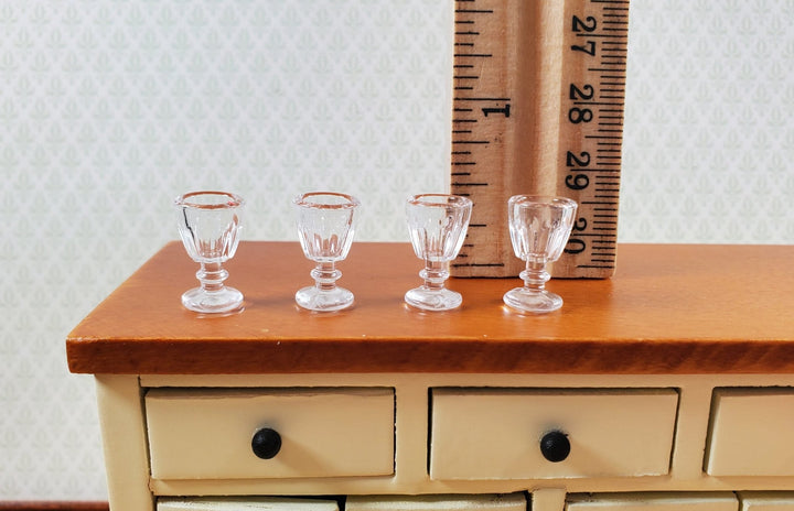 Dollhouse Stemware Glasses x4 Wine or Water Goblets Clear 1:12 Scale Miniature - MiniatureCrush