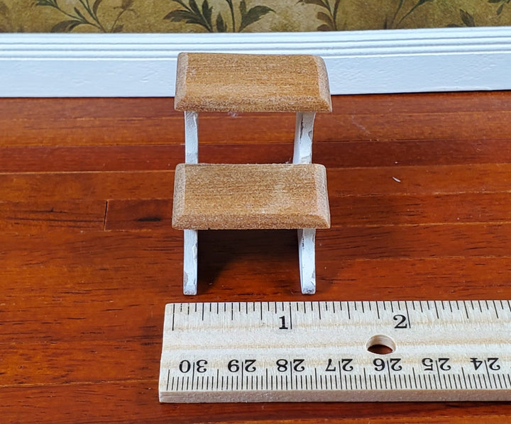 Dollhouse Step Stool or Bed Steps Handmade 1:12 Scale Miniature Country Style - Miniature Crush
