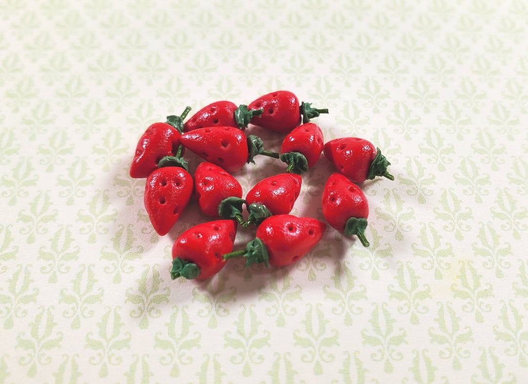 Dollhouse Strawberries Set of 12 1:12 Scale Miniature Fruit Food Kitchen Grocery - MiniatureCrush